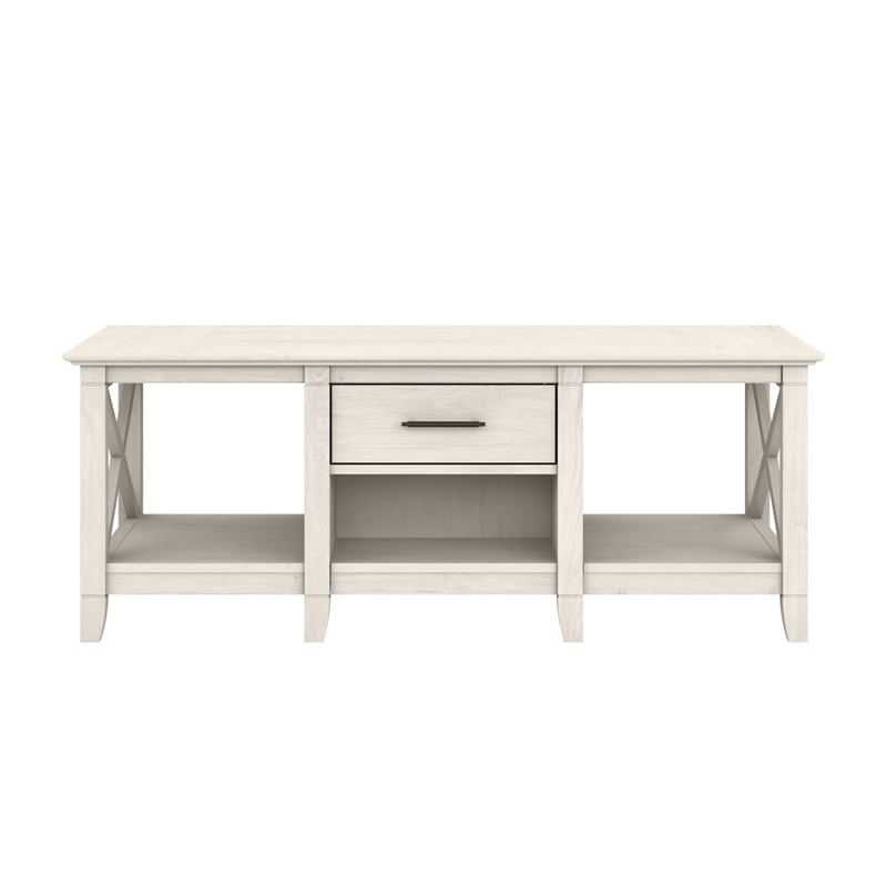 Bowery Hill Mid-Century Engineered Wood Coffee Table with Storage in White