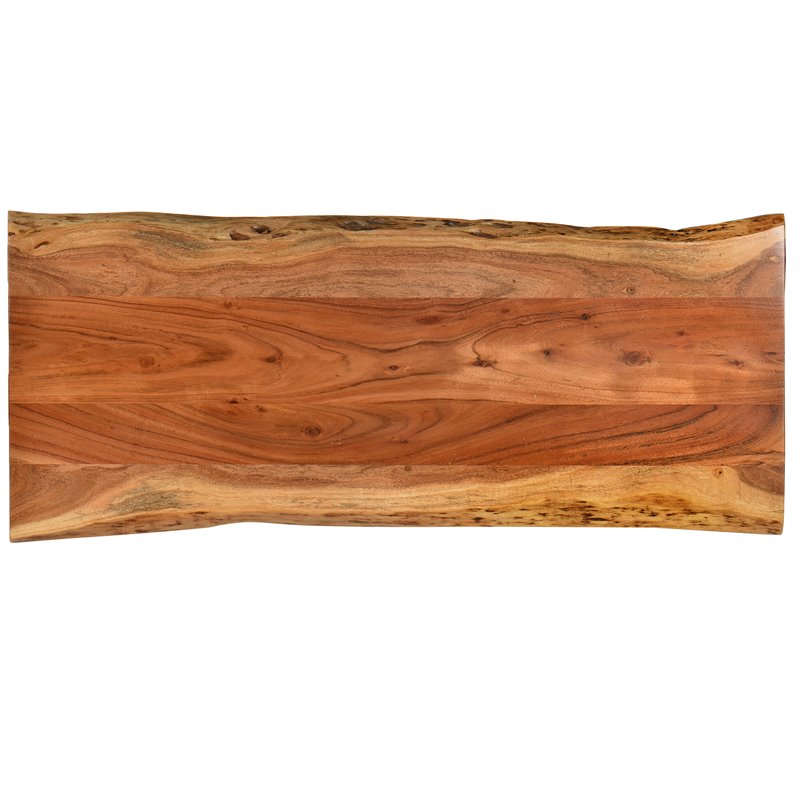 Bowery Hill Live Edge Coffee Table and Bench in Natural and Black