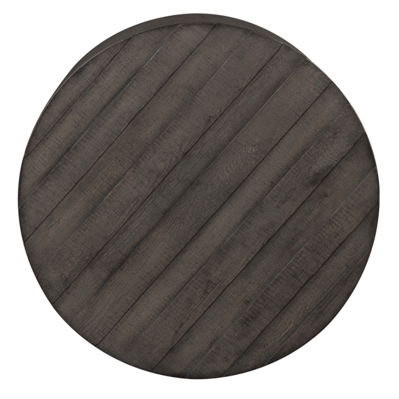 Bowery Hill Modern Wood Drum Cocktail Table in Brown