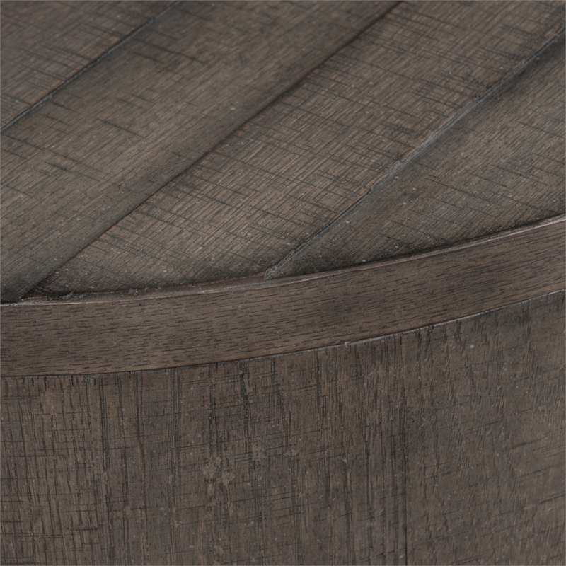 Bowery Hill Modern Wood Drum Cocktail Table in Brown