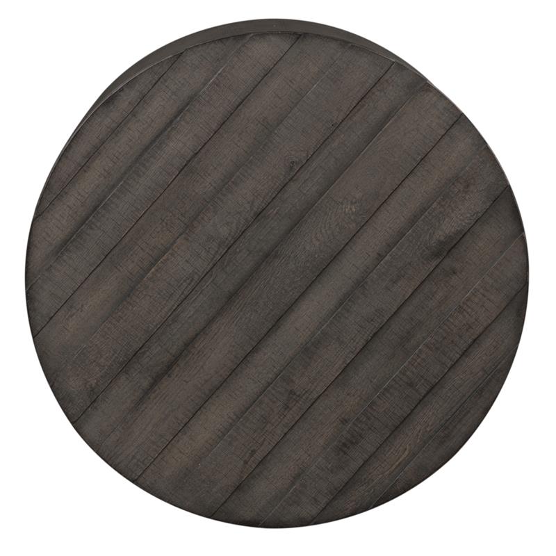Bowery Hill Modern Wood Drum Cocktail Table in Brown