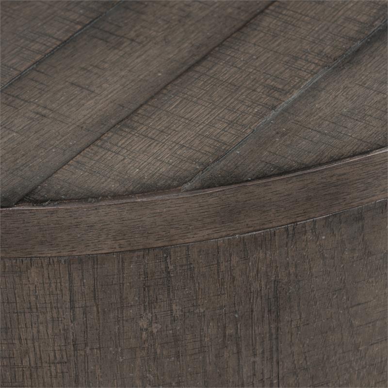 Bowery Hill Modern Wood Drum Cocktail Table in Brown