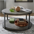 Bowery Hill Modern Wood Round Cocktail Table in Brown