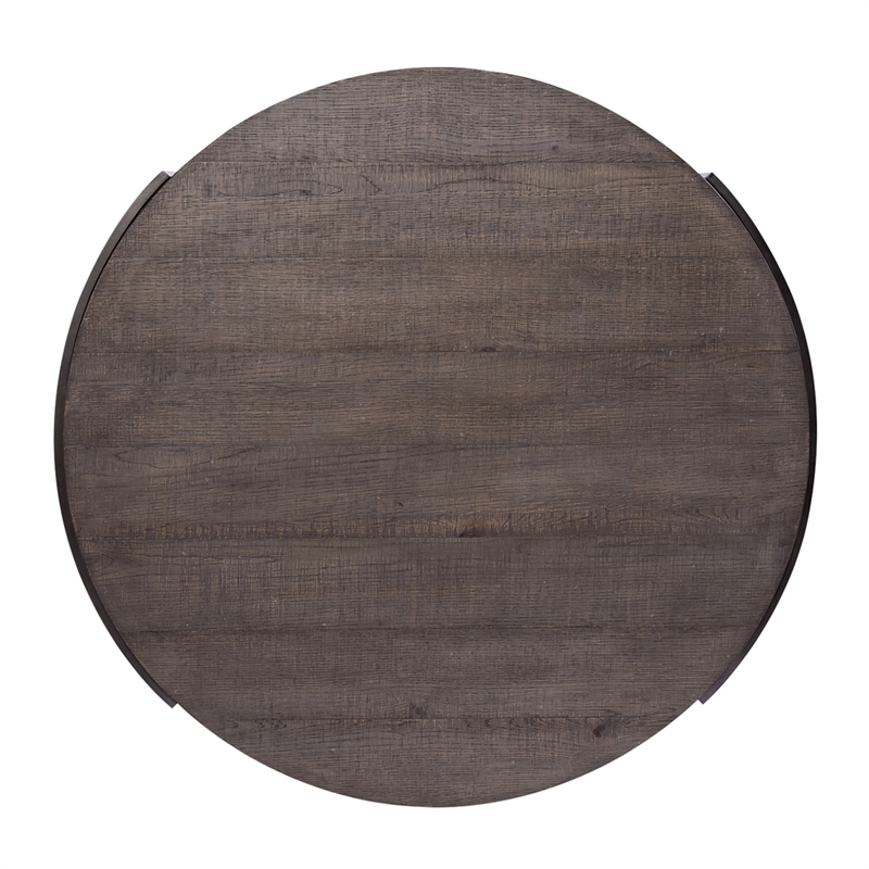 Bowery Hill Modern Wood Round Cocktail Table in Brown
