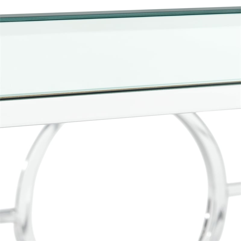 Bowery Hill Modern Rectangle Mirrored Stainless Steel Coffee Table in Clear