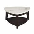 Bowery Hill White Marble Top Cocktail Table with Ebony black base