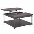 Bowery Hill Smokey Oak and Black Metal Lift-Top Square Cocktail Table