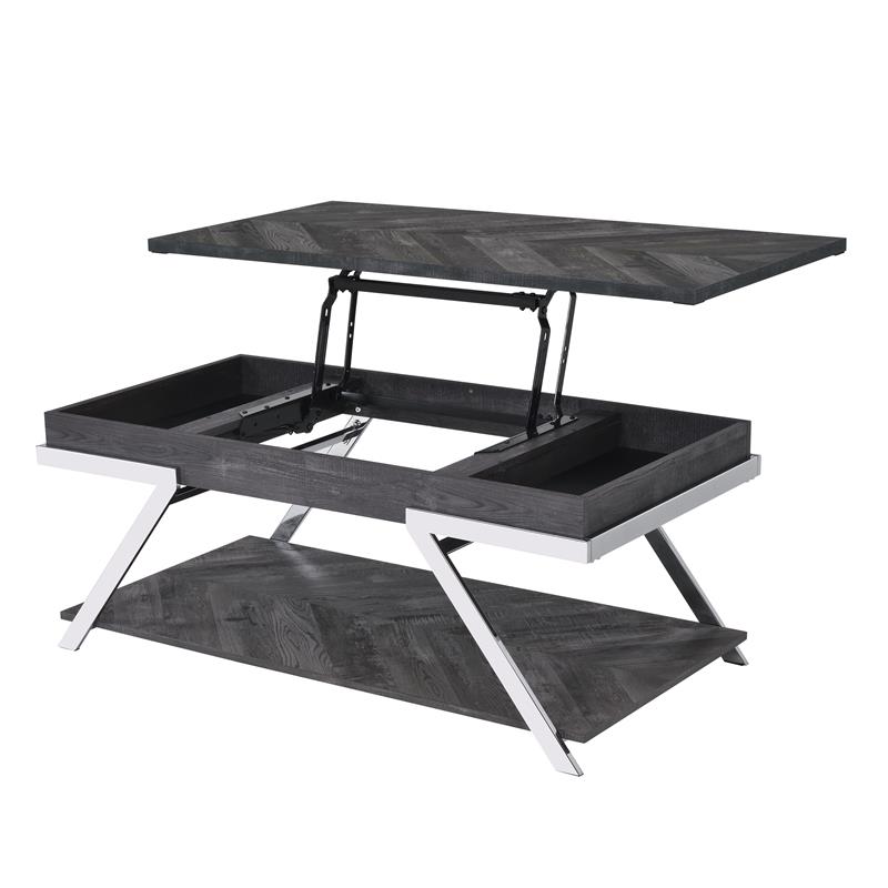Bowery Hill Dark Gray Lift-Top Wood and Laminate Cocktail Table