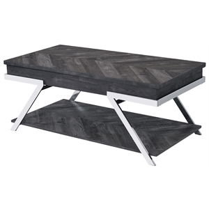 Bowery Hill Dark Gray Lift-Top Wood and Laminate Cocktail Table