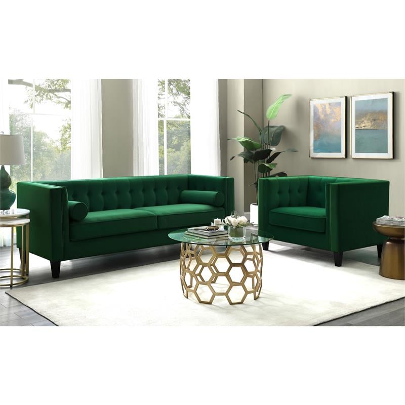 Bowery Hill Round Glass Top Coffee Table in Gold
