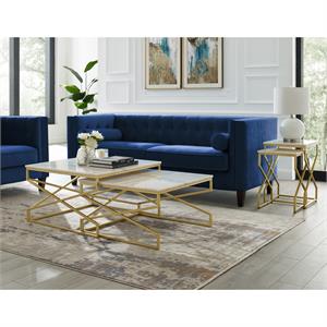 bowery hill square marble top nesting coffee table in gold