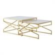 Bowery Hill Square Marble Top Nesting Coffee Table in Gold