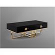 Bowery Hill 2-Drawers Stainless Steel Base Coffee Table in Black and Gold