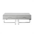 Bowery Hill 2-Drawers Stainless Steel Base Coffee Table in Light Gray and Chrome