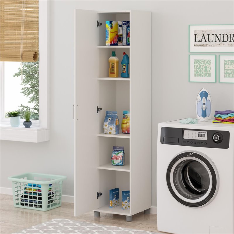 Bowery Hill Transitional Wood Utility Storage Cabinet in White