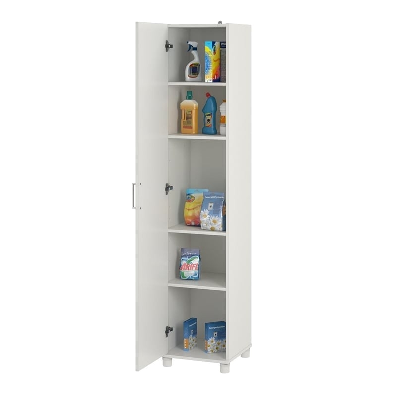 Bowery Hill Transitional Wood Utility Storage Cabinet in White