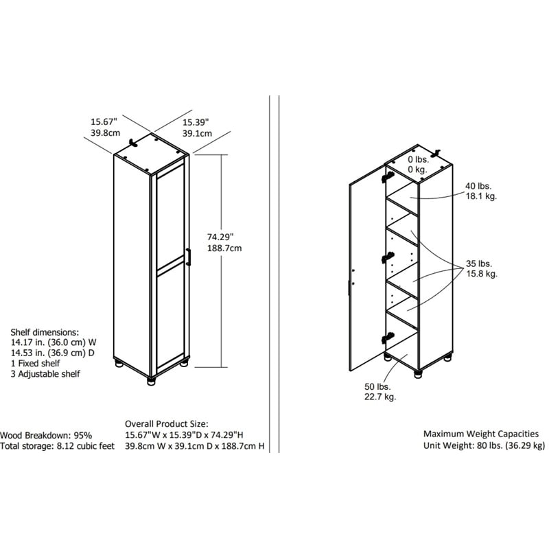 Bowery Hill Transitional Wood Utility Storage Cabinet in White