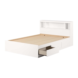 Bowery Hill Modern Laminated Particleboard Wood Full Storage Bed in Pure White