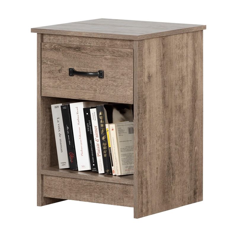 Bowery Hill 1-Drawer Nightstand in Weathered Oak