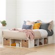 Bowery Hill Modern Wood/Rattan Full Storage Platform Bed in Winter Oak