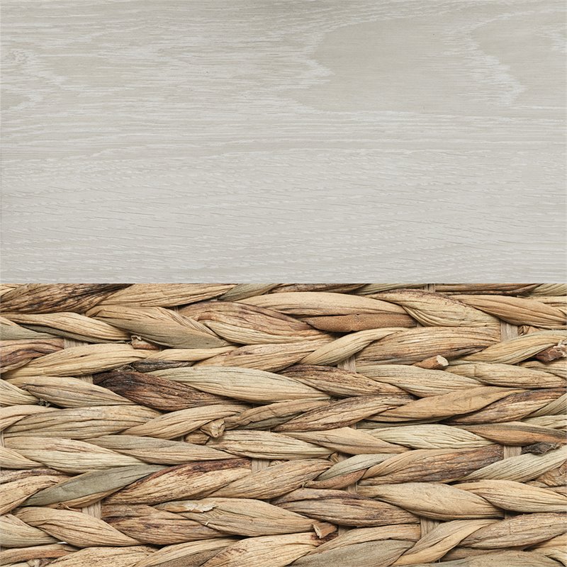 Bowery Hill Modern Wood/Rattan Full Storage Platform Bed in Winter Oak