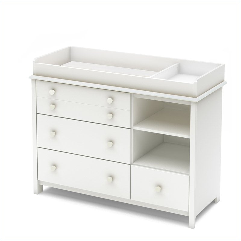 Bowery Hill 4 Drawer Wood Changing Table in Pure White