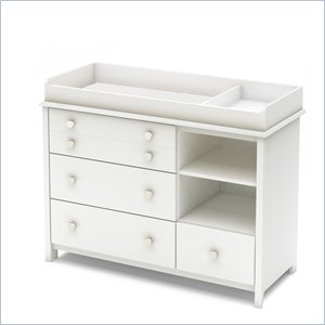 bowery hill 4 drawer wood changing table in pure white