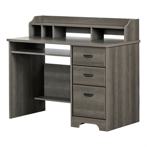 Bowery Hill Laminated Wood Computer Desk with Hutch in Gray Maple
