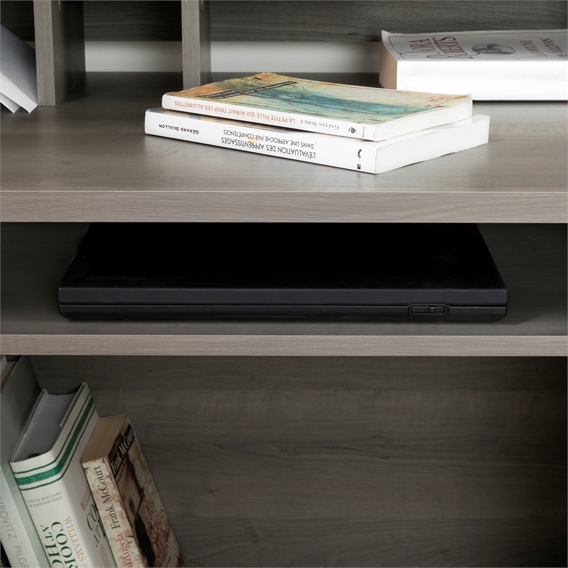 Bowery Hill Laminated Wood Computer Desk with Hutch in Gray Maple