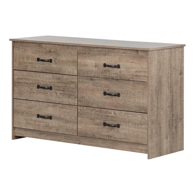Bowery Hill  6-Drawer Double Dresser in Weathered Oak
