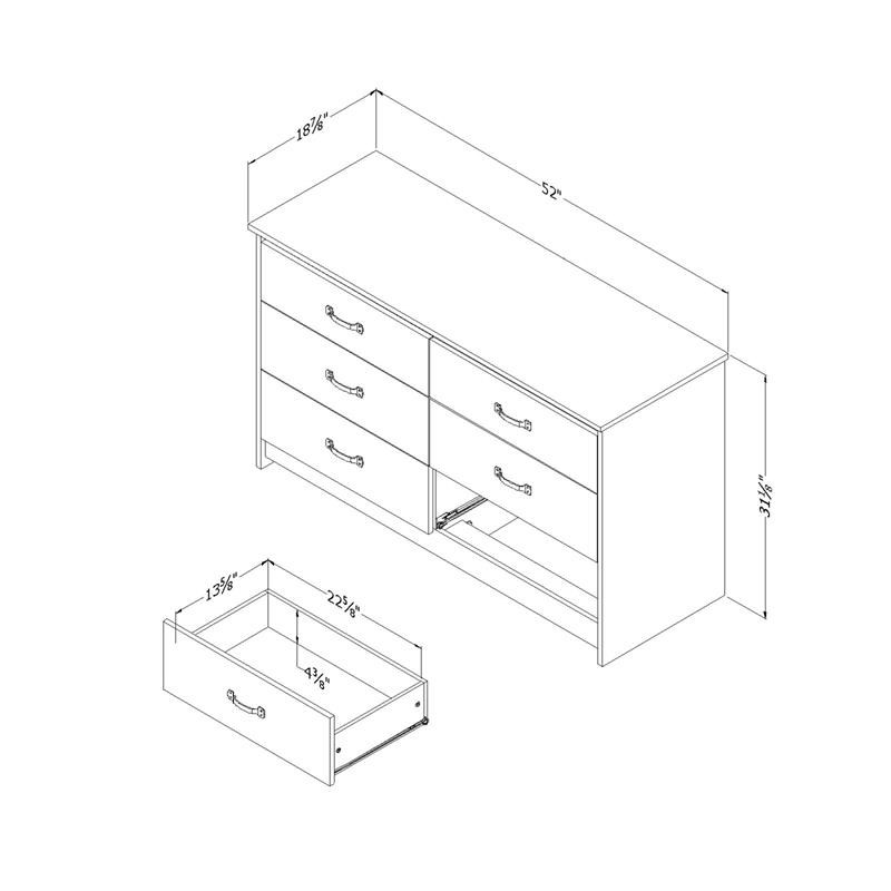 Bowery Hill  6-Drawer Double Dresser in Weathered Oak
