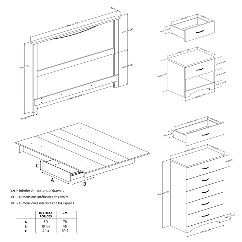 Bowery Hill Modern Wood 4 Piece Full Bedroom Set in Pure Black