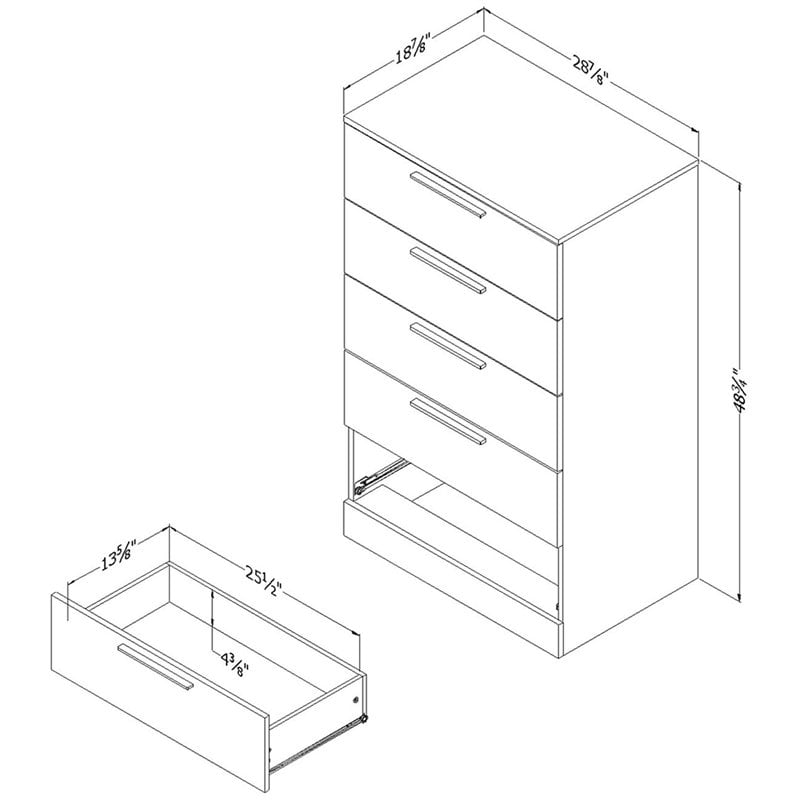 Bowery Hill Modern 5 Drawer Laminated Wood Bedroom Chest in Gray Oak