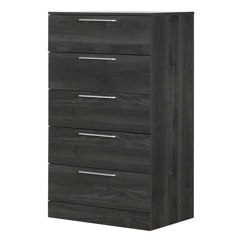 Bowery Hill Modern 5 Drawer Laminated Wood Bedroom Chest in Gray Oak