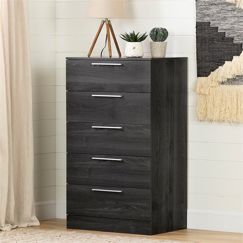 Bowery Hill Modern 5 Drawer Laminated Wood Bedroom Chest in Gray Oak