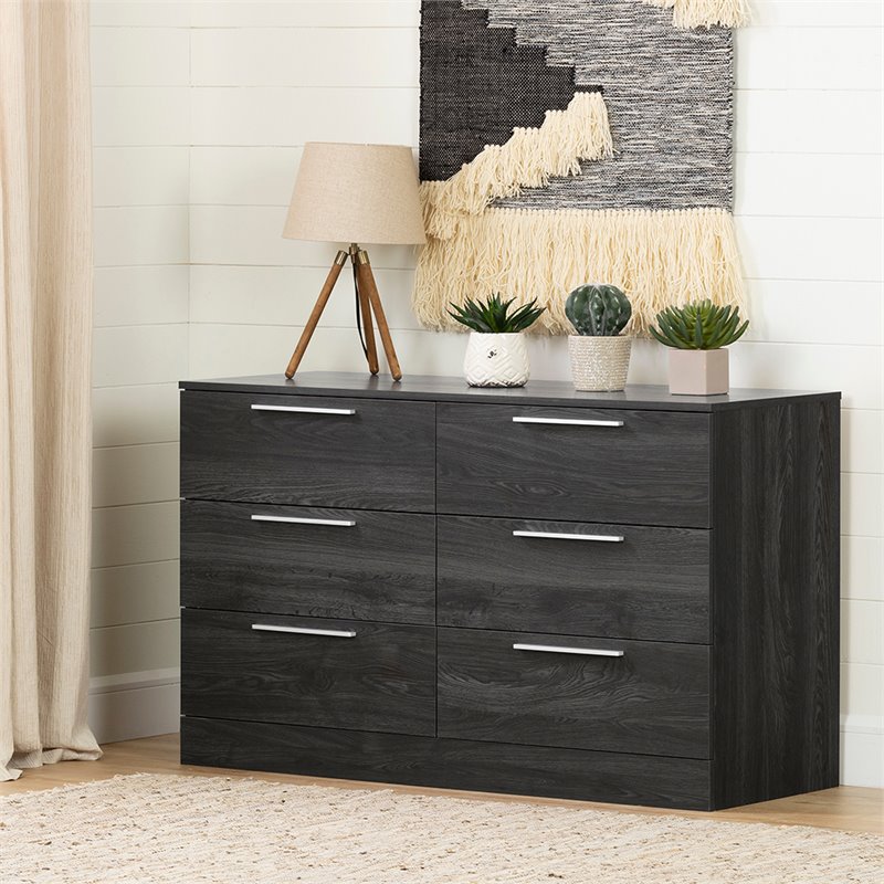 Bowery Hill 6 Drawer Double Dresser in Gray Oak