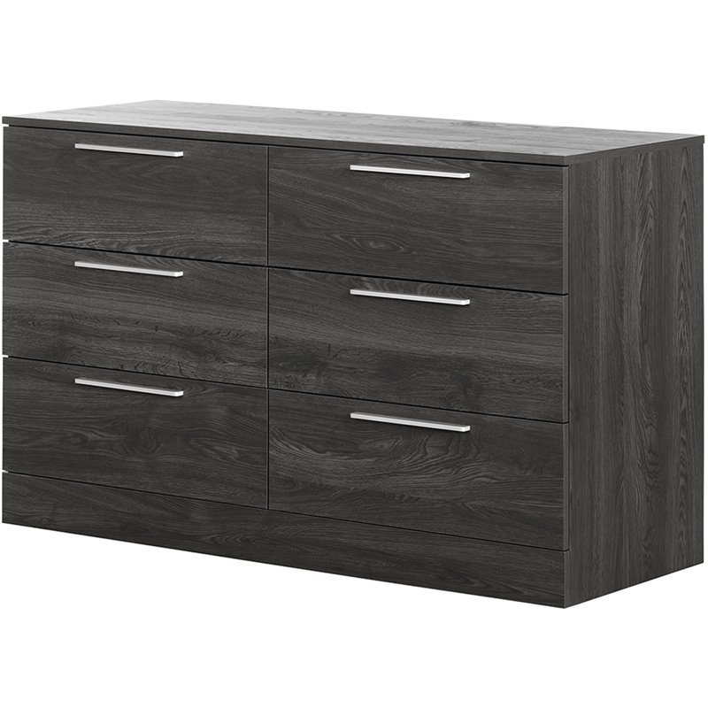 Bowery Hill 6 Drawer Double Dresser in Gray Oak