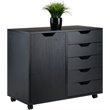 Bowery Hill 5-Drawer Wide Door Contemporary Wood Storage Cabinet in Black