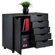 Bowery Hill 5-Drawer Wide Door Contemporary Wood Storage Cabinet in Black