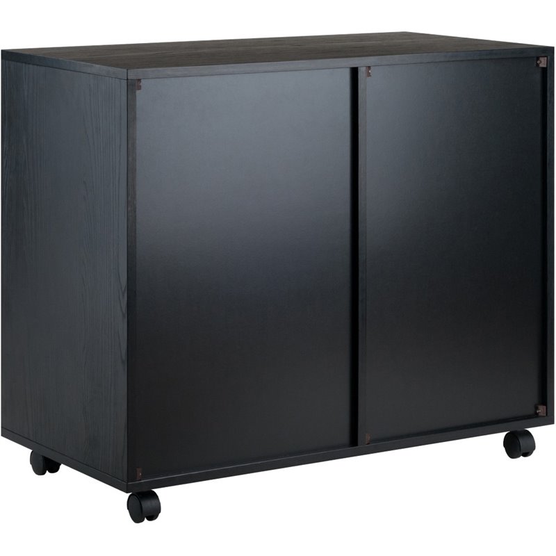 Bowery Hill 5-Drawer Wide Door Contemporary Wood Storage Cabinet in Black