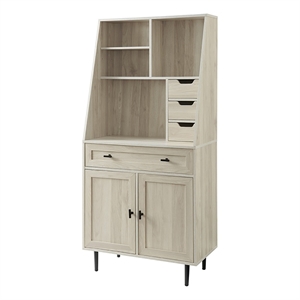 Bowery Hill 64&quot Modern Engineered Wood Storage Desk and Hutch in Beige