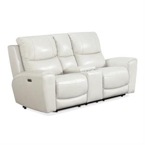 bowery hill leather power reclining console loveseat