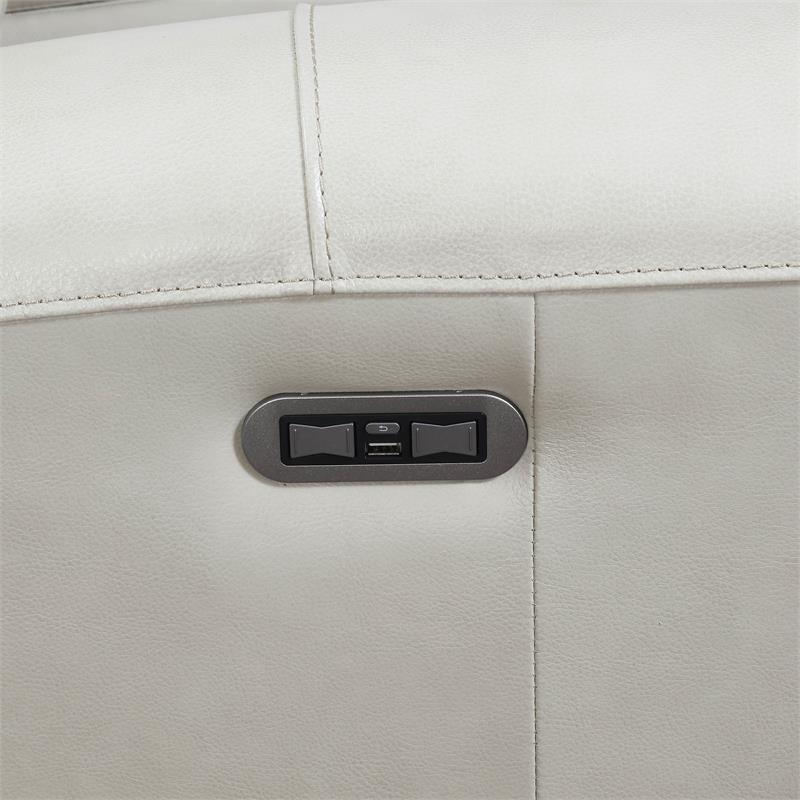 Bowery Hill Transitional Leather Power Reclining Console Loveseat in Ivory