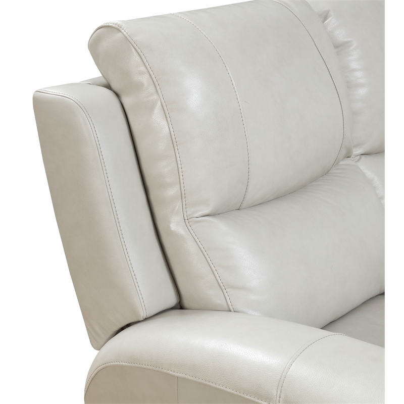 Bowery Hill Transitional Leather Power Reclining Console Loveseat in Ivory