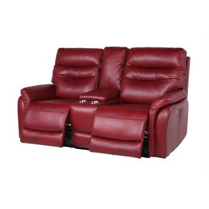 bowery hill dark red leather power recliner console loveseat