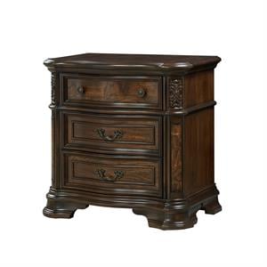 Bowery Hill Brown Cherry 3-Drawer Nightstand