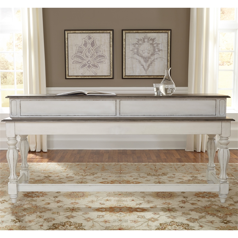 Bowery Hill 4 Piece Console Set in White and Gray (1-Console and 3-Stools)
