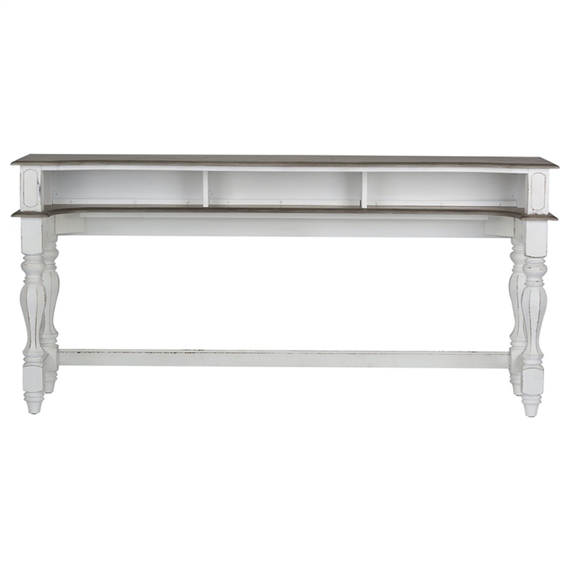 Bowery Hill 4 Piece Console Set in White and Gray (1-Console and 3-Stools)