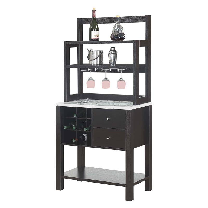 Bowery Hill Wood Espresso Serving Bar Rectangular Storage 31