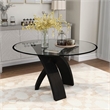 Bowery Hill Round Contemporary Glass/Solid Wood Dining Table in Black